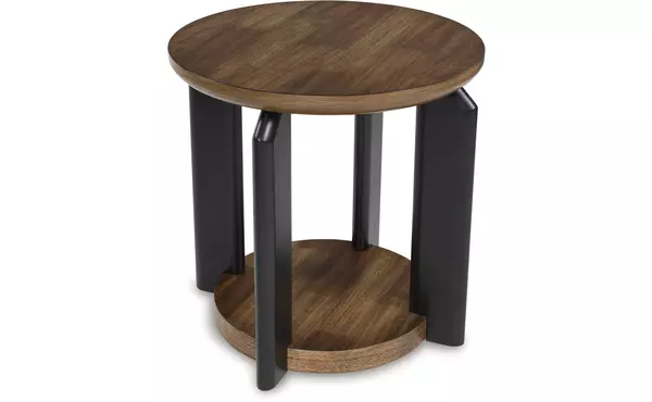 kraeburn brown/black round end table by ashley