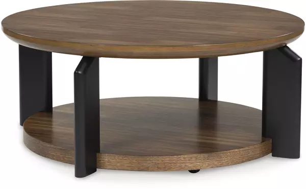 kraeburn brown/black round cocktail table by ashley