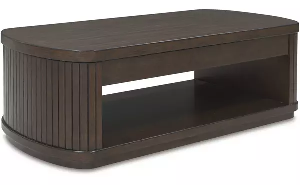 korestone dark brown lift top cocktail table by ashley