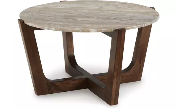 tanidore warm brown round cocktail table by ashley
