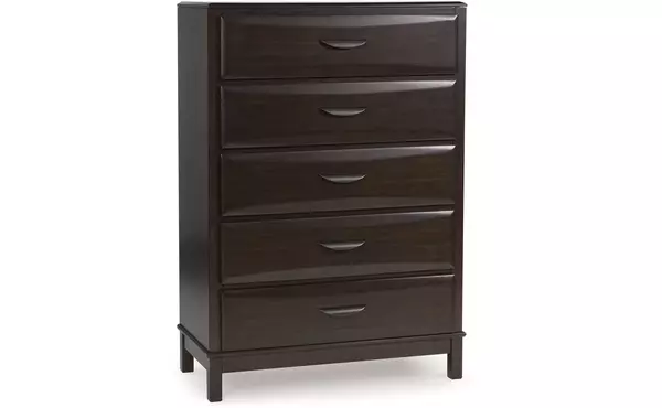 vanmore dark brown five drawer chest by ashley