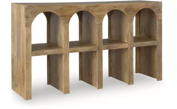 luzmanacy natural brown console sofa table by ashley