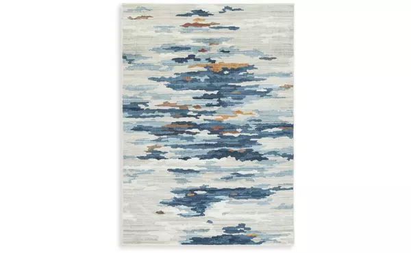 vinlett cream/blue/brown washable medium rug by ashley