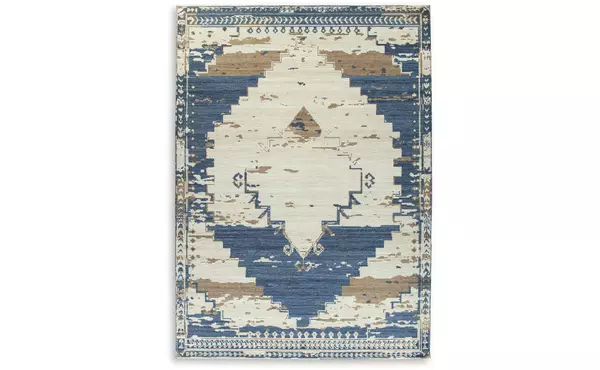 varnler blue/brown/tan extra large rug by ashley