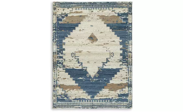 varnler blue/brown/tan large rug by ashley