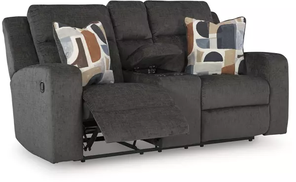 kanlow dusk dbl rec loveseat w/console by ashley