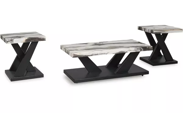 cendill dark brown/white/black occasional table set (3/cn) by ashley