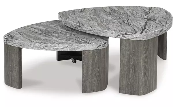 surmour gray/brown stacked cocktail table by ashley