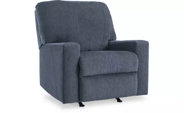 rannis navy rocker recliner by ashley
