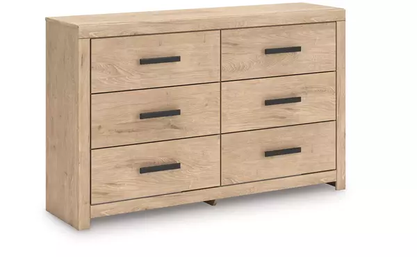 sanginlane tan six drawer dresser by ashley