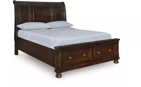 porter rustic brown queen storage footboard by ashley