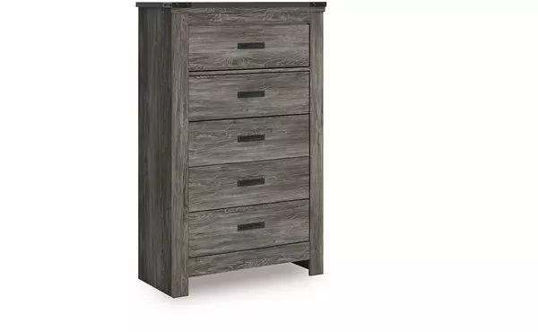 frandern warm gray five drawer chest by ashley
