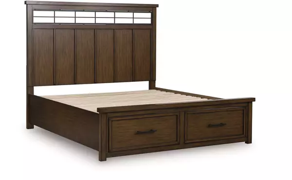 taffenbrook medium brown k/ck storage footboard by ashley