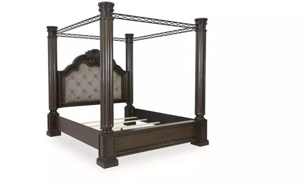 maylee dark brown cal king canopy by ashley