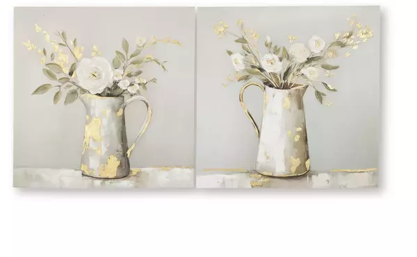 amoryville taupe/green/gold finish wall art set (2/cn) by ashley