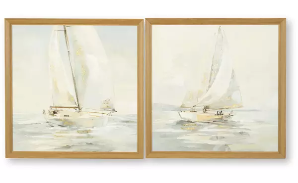 winbrook gray/tan/gold finish wall art set (2/cn) by ashley