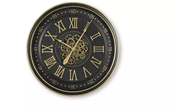 dairton black/gold finish wall clock by ashley