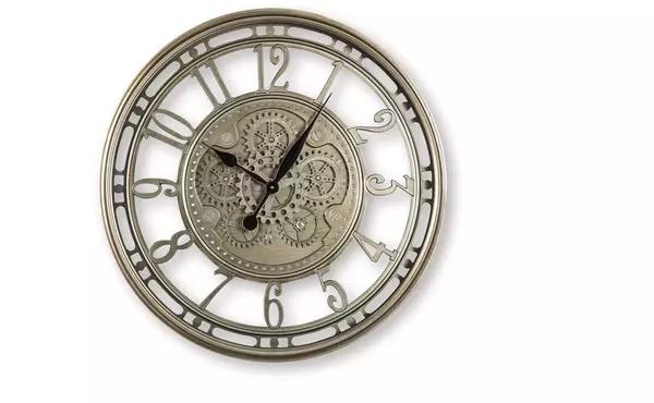 gilover champagne finish wall clock by ashley