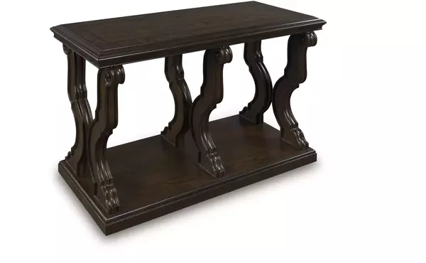maylee dark brown sofa table by ashley