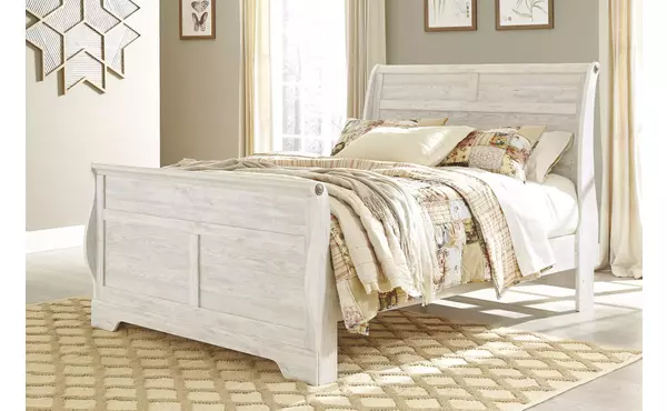 willowton whitewash queen sleigh footboard by ashley