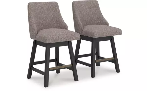 neymorton dark grayish brown uph swivel barstool (2/cn) by ashley