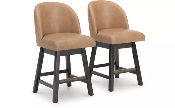 neymorton dark grayish brown uph swivel barstool (2/cn) by ashley