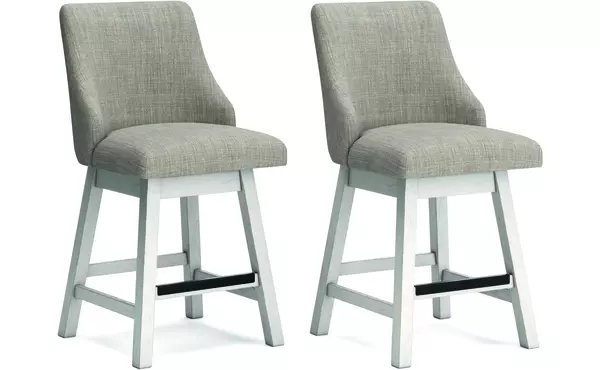 robbinsdale antique white uph swivel barstool (2/cn) by ashley