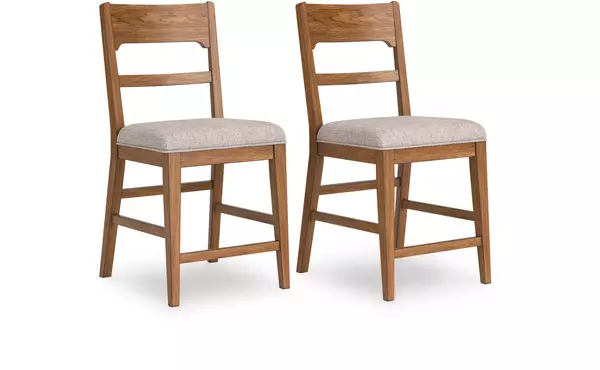 cabalynn light brown upholstered barstool (2/cn) by ashley