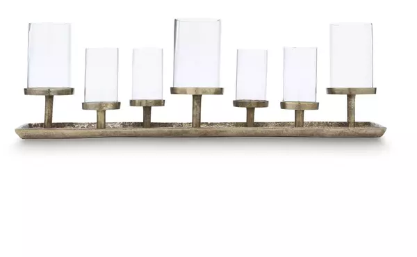 wallmond antique brass finish candle holder by ashley