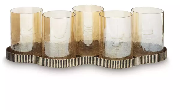 evereton antique gold finish candle holder by ashley