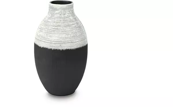 girtha antique white/black vase by ashley