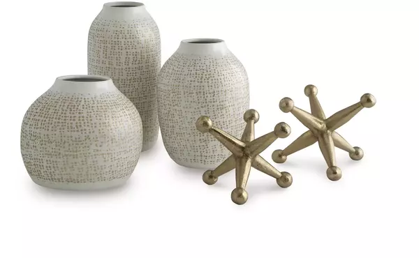 vinburn white/gold finish accessory set (5/cn) by ashley