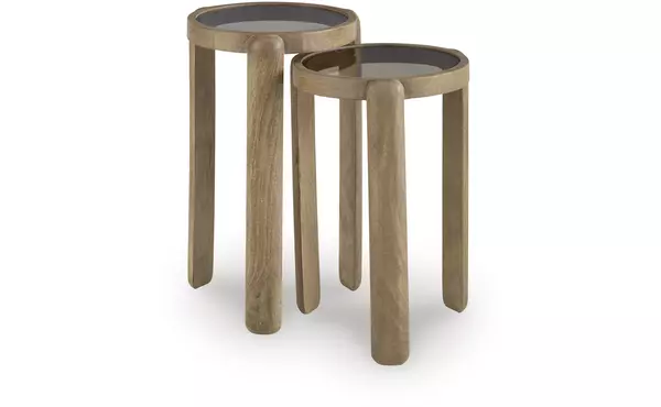 jossor light brown accent table set (2/cn) by ashley