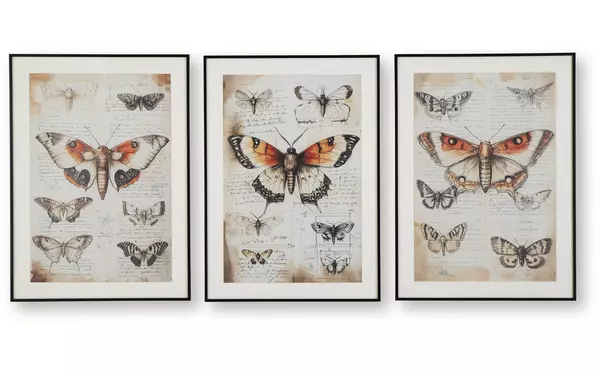 jossletts orange/black/ivory wall art set (3/cn) by ashley