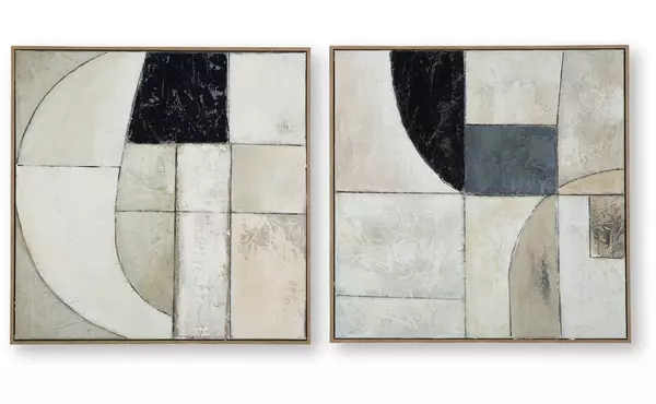bexlen tan/taupe/black wall art set (2/cn) by ashley
