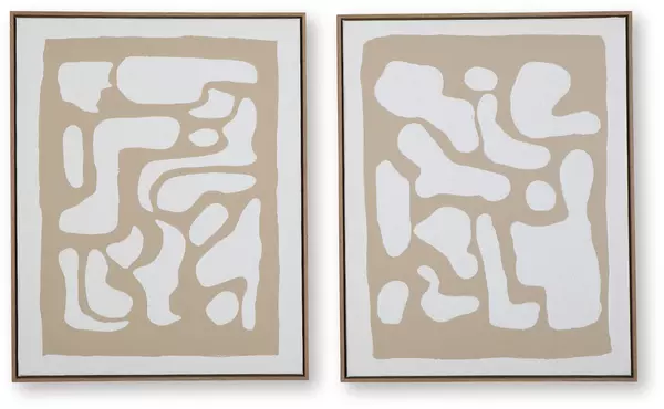 waldett beige/white wall art set (2/cn) by ashley
