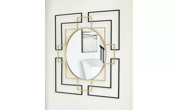 oceanal black/gold finish accent mirror by ashley