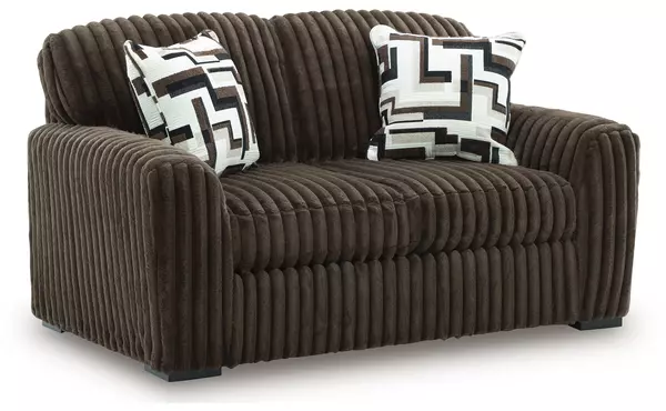 midnight-madness chocolate loveseat by ashley