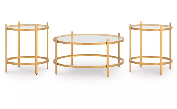 pearlox gold finish occasional table set (3/cn) by ashley
