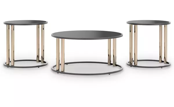hannerly black/gold finish occasional table set (3/cn) by ashley