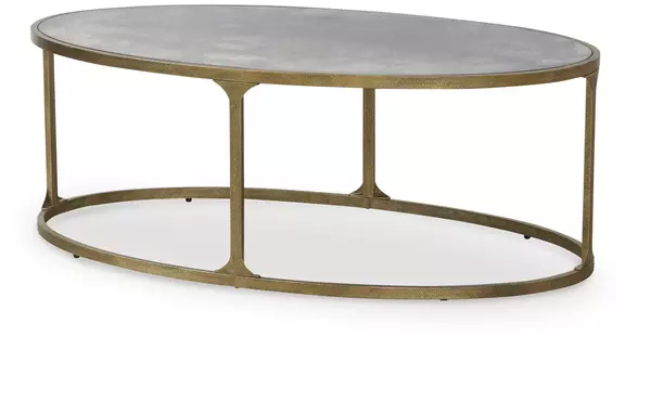korajane antique gold oval cocktail table by ashley