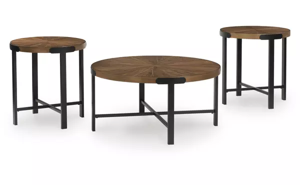crosstrail brown occasional table set (3/cn) by ashley
