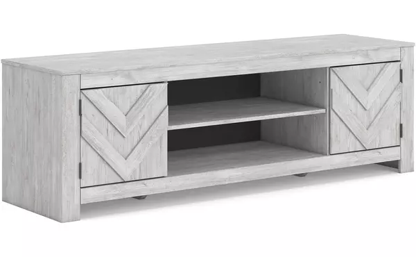 cayboni whitewash lg tv stand w/fireplace option by ashley
