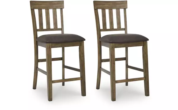 urbinforte light brown upholstered barstool (2/cn) by ashley