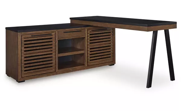 kallari warm brown/black home office desk return by ashley