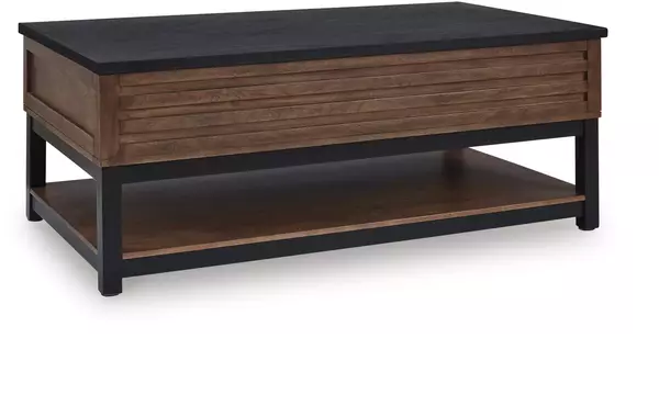 kallari warm brown/black lift top cocktail table by ashley