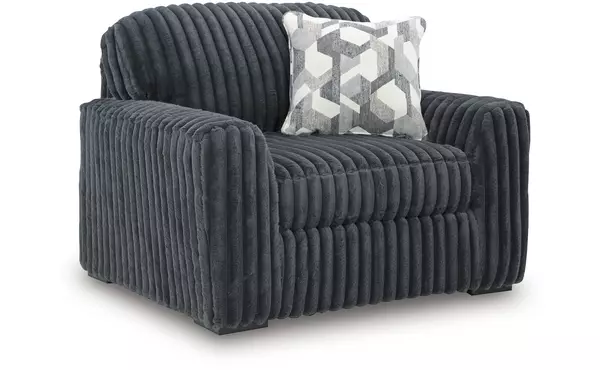 midnight-madness gunmetal chair and a half by ashley
