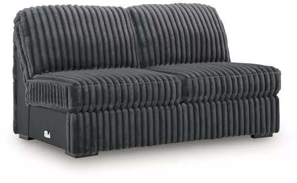 midnight-madness gunmetal armless loveseat by ashley