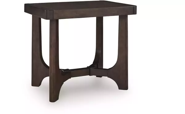 korestone dark brown rectangular end table by ashley