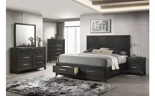 charcoal double bed by exact